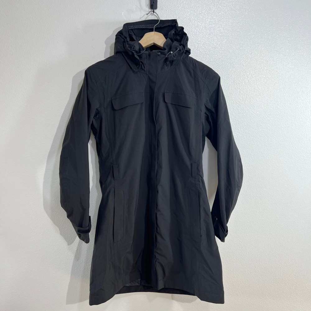 REI Black Hooded Insulated Parka Jacket Womens Medium Outdoor Coat No Belt